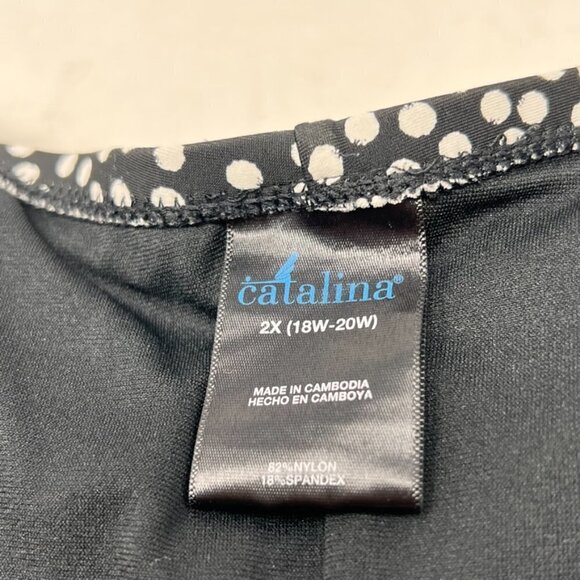 Catalina Polka Dot One Piece Plus Size Swimsuit Size 2X 18 20 Black White Retro - Picture 8 of 11
